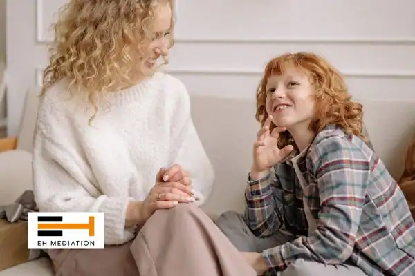 Happy mother and child after sorting child arrangements mediation Maidstone